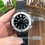 Swiss 7750 Copy Hublot Big Bang Black Dial Silver Bezel Watch